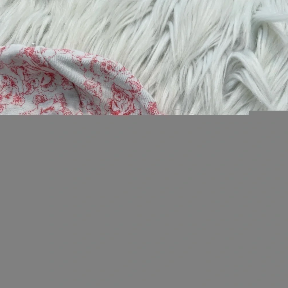 Baby Hat‎ Girls Size 3 Months 12 Lbs White Pink Floral Bow 100% Cotton